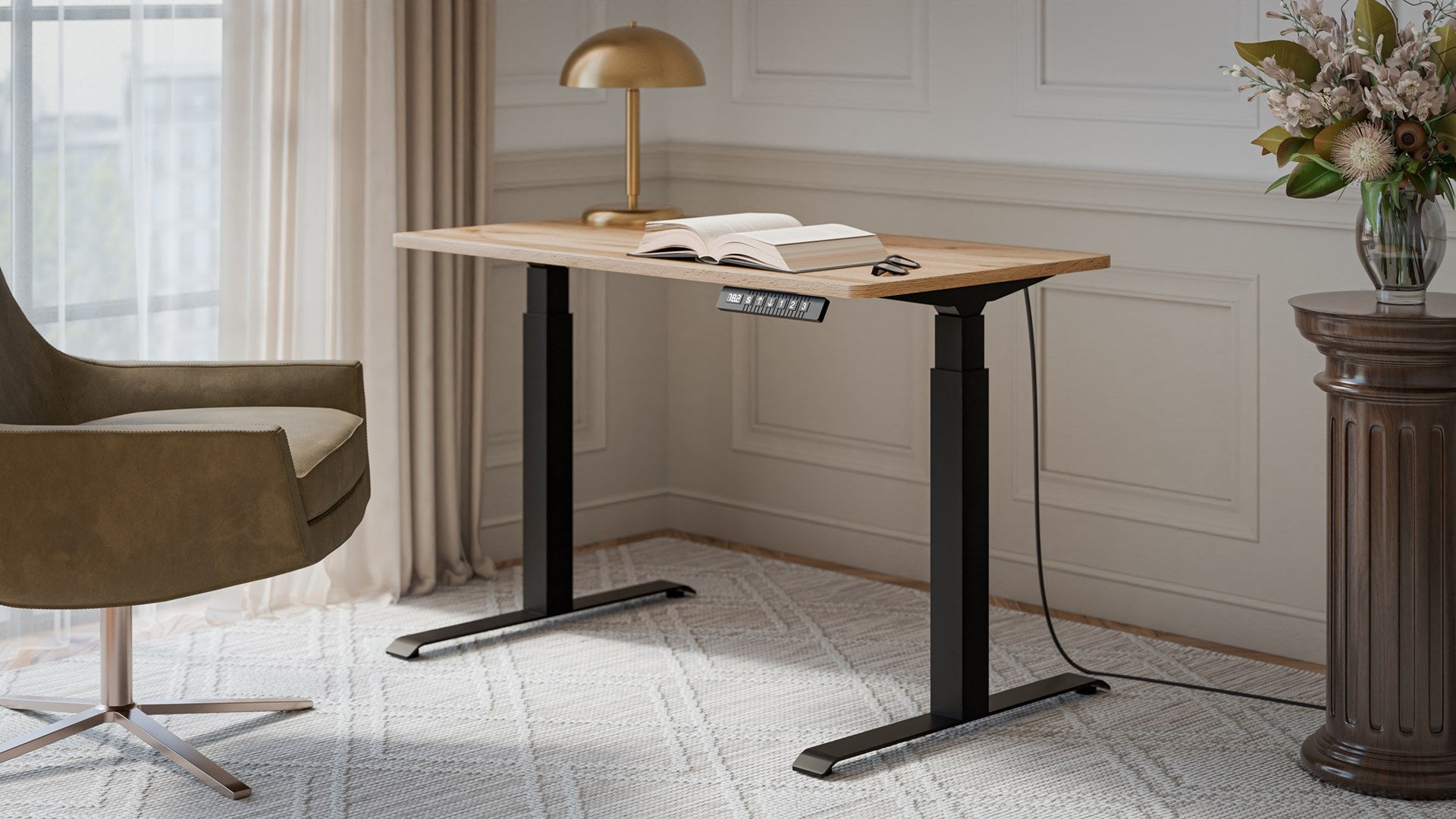 MOON Electric Height Adjustable Desk 121x67 Black/Wotan 121x67x72-120