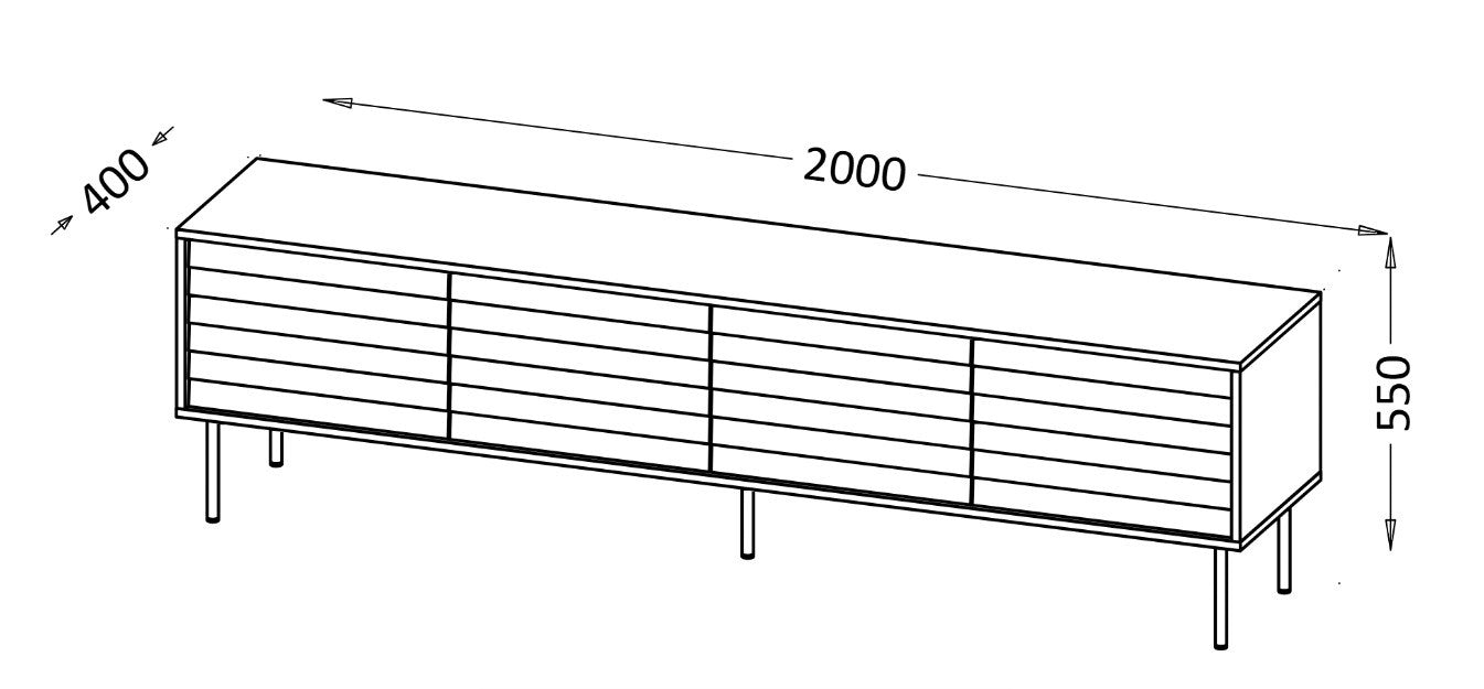 Cama CORTINA 4D TV Cabinet 200x40x55 Black