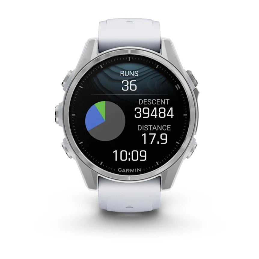 Garmin Fenix 8 Sports Watch - 43 mm Silver, Silicone Band, 32GB, Bluetooth, Wi-Fi, ANT+