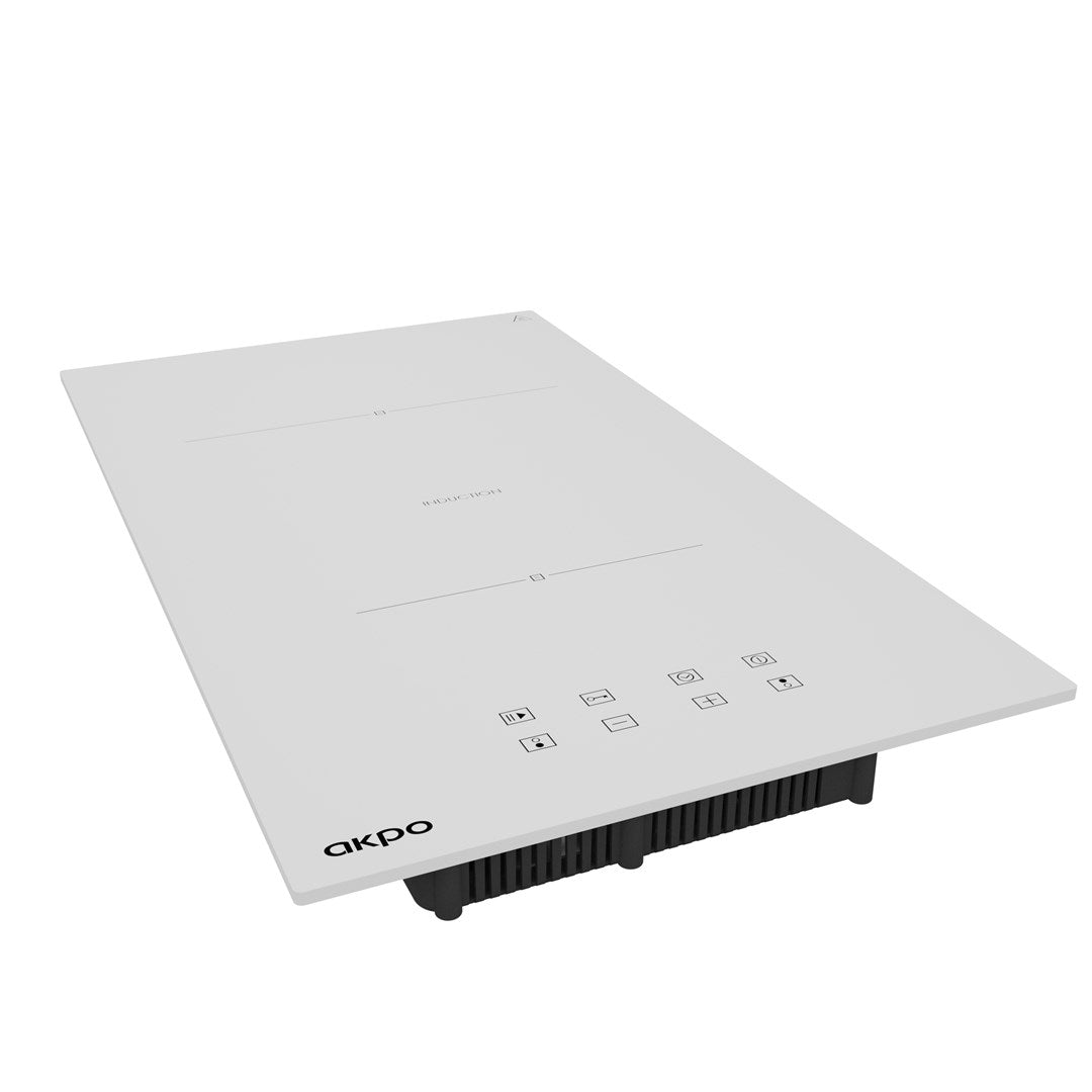 Akpo PIA 6802 WHITE Induction Hob with 2 Cooking Zones, 3600W Power, Touch Control