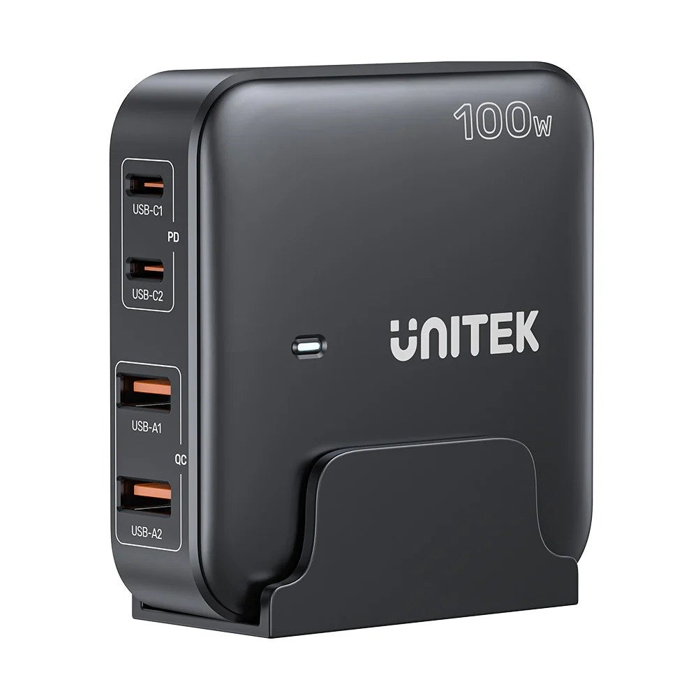 GaN Network Charger - Unitek P1229ABK01-EU | 100W 2x USB-C 2x USB-A