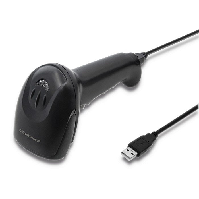 Qoltec 50866 Laser Barcode Reader 1D CCD USB Black