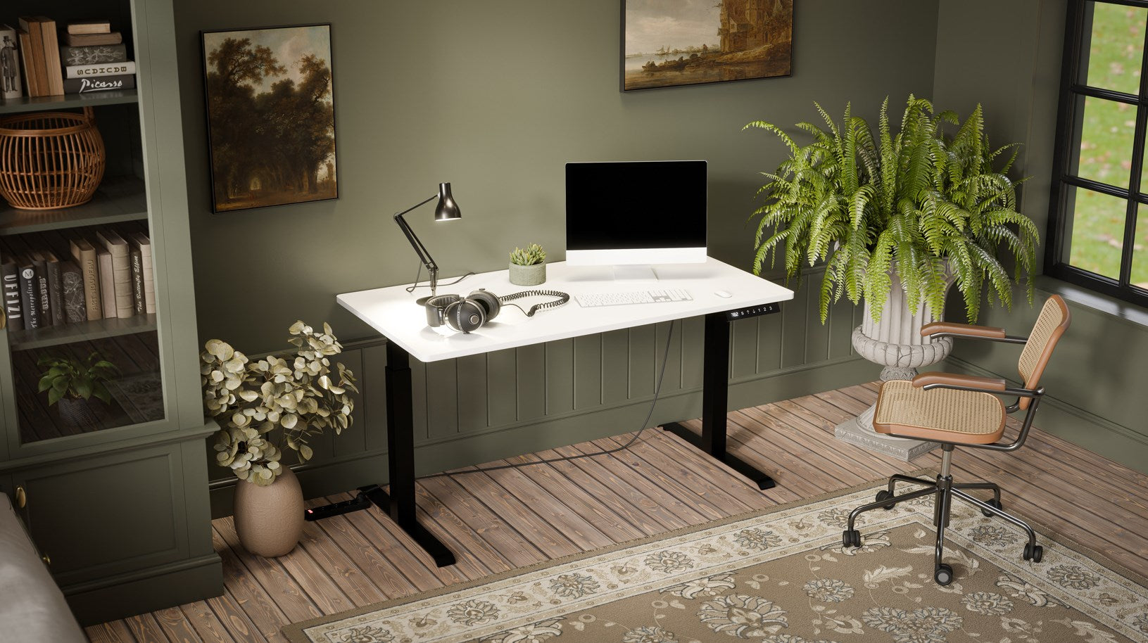 MOON LONG Electric Height Adjustable Desk 150x80x72-120 Black/White