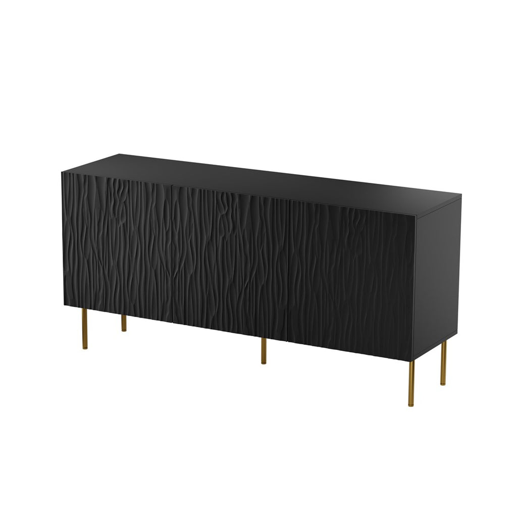 JUNGLE Chest 152x40.5x74.5 Matte Black + Golden Legs
