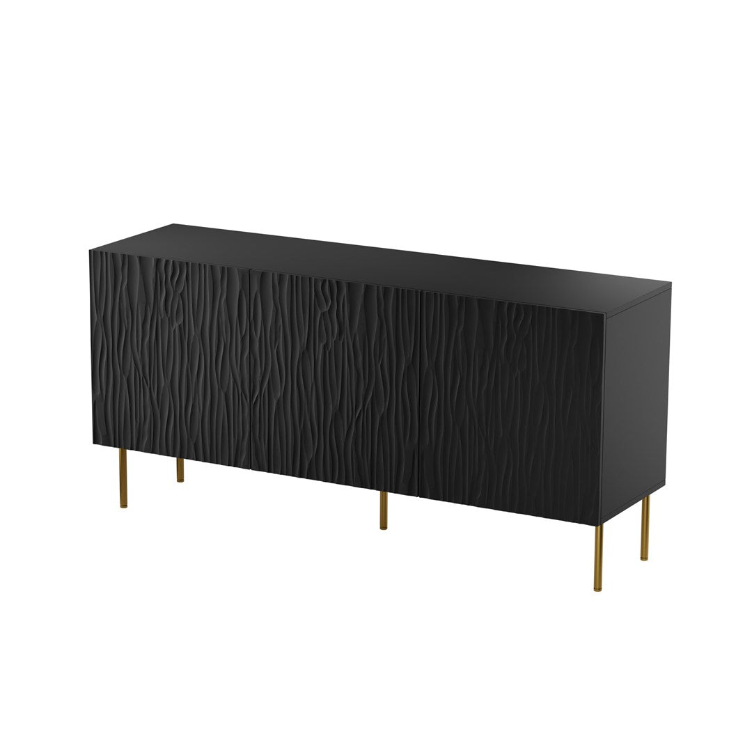 JUNGLE Chest 152x40.5x74.5 Matte Black + Golden Legs