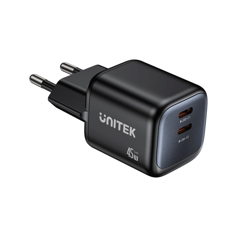 2x GAN 45W Mains Charger 2x USB-C PD QC
