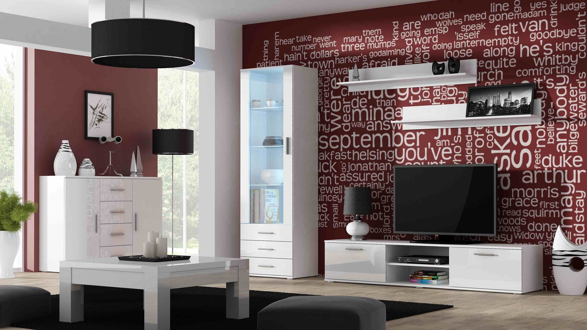 Cama Display Cabinet SOHO S1 White/White Gloss