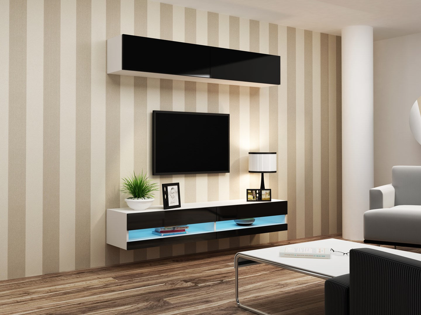 Cama VIGO NEW TV Stand 30/140/40 White/Black Gloss