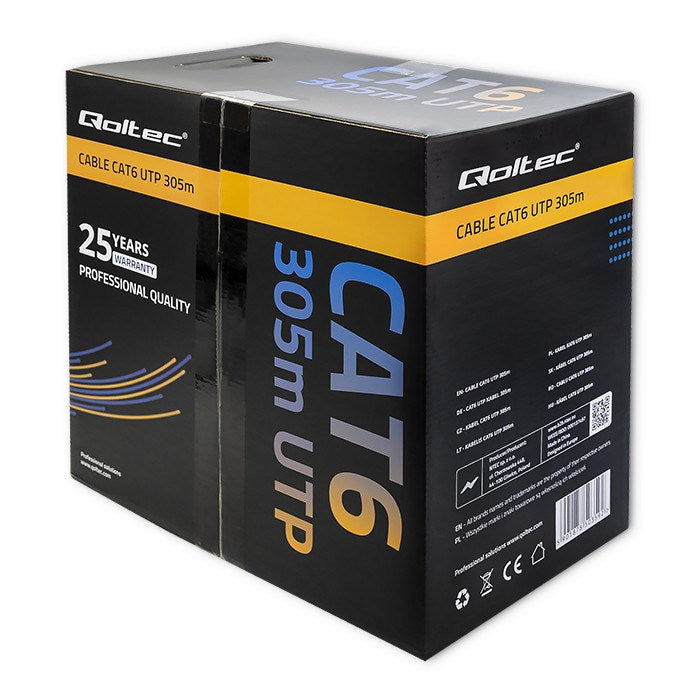 Qoltec UTP Cable Twisted Pair CAT6 305 m PVC Grey