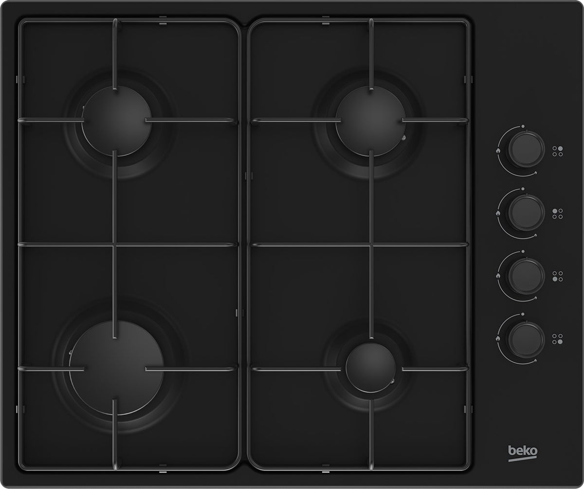 Beko HIBG64120SB 60 cm Gas Hob with Side Knob Controls