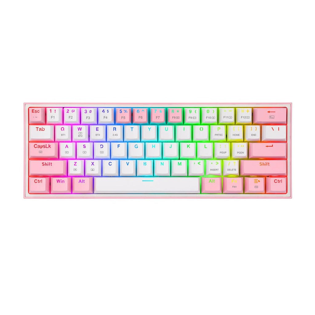 REDRAGON K616 Fizz Pro white/pink keyboard USB + RF Wireless + Bluetooth Pink  White
