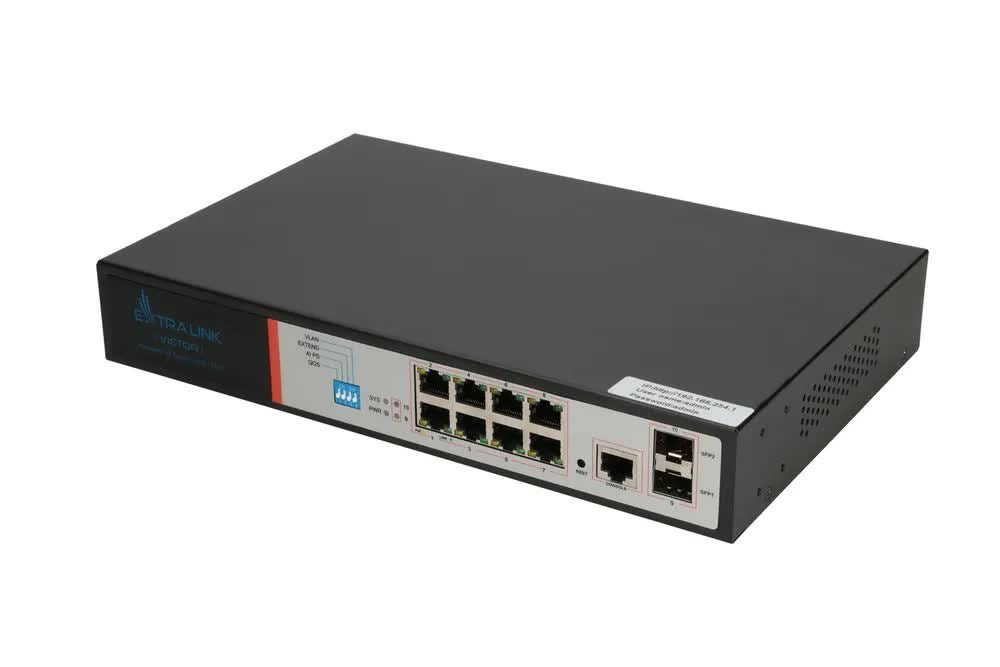 Extralink VICTOR PoE Switch 8x Gigabit PoE/PoE+ 2x SFP 1x Console Port 150W Managed