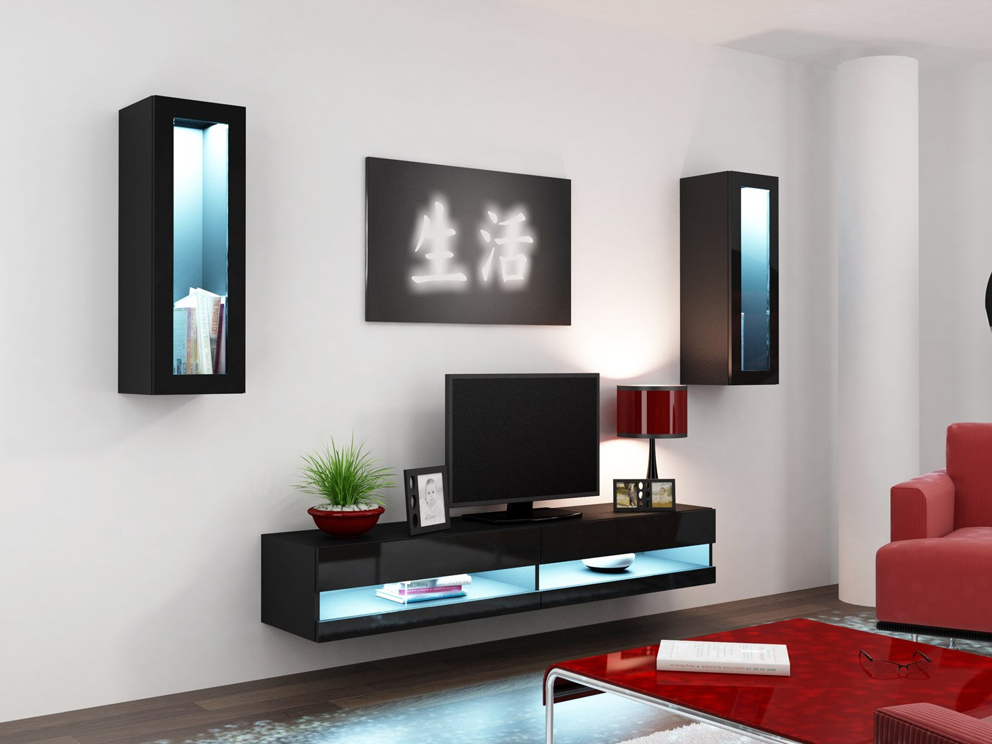 Cama VIGO NEW TV Stand 30/140/40 Black/Black Gloss