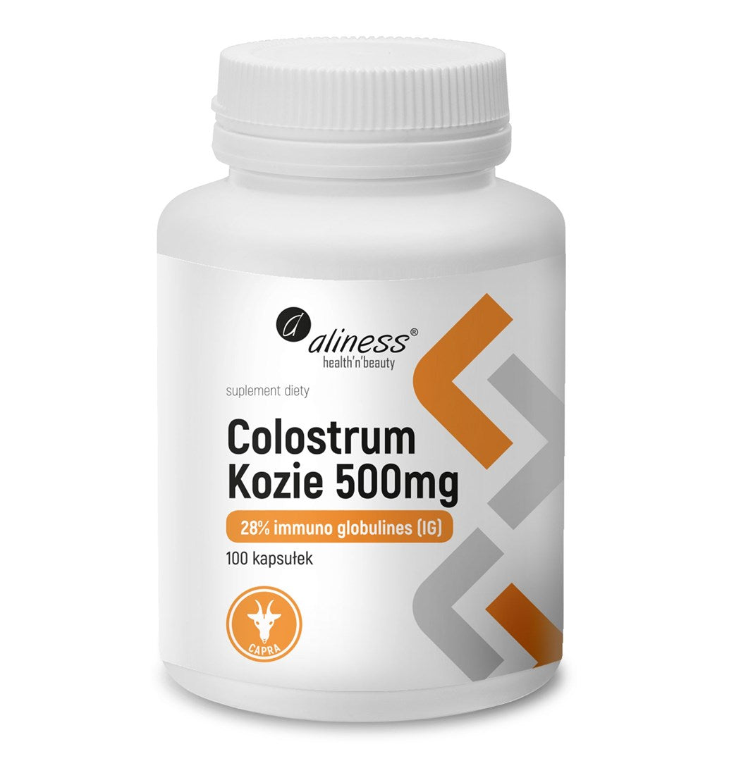 Aliness Dietary Supplement - Colostrum Kozie IG 28% 500 mg - 100 Capsules
