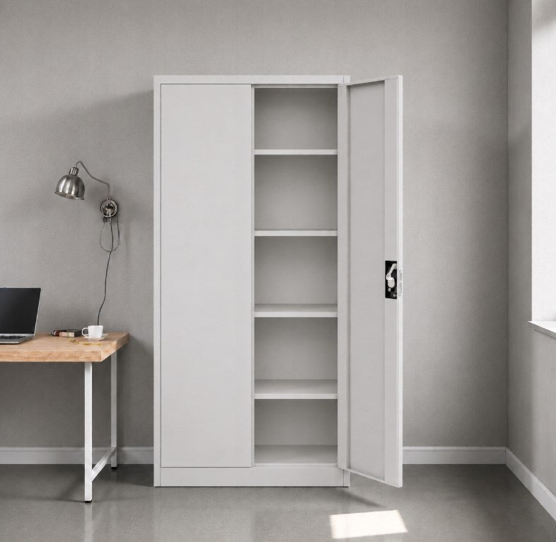 Iron Mate Wardrobe Mars_7035 - Metal, 1850 mm Height, 900 mm Width, 450 mm Depth, Grey