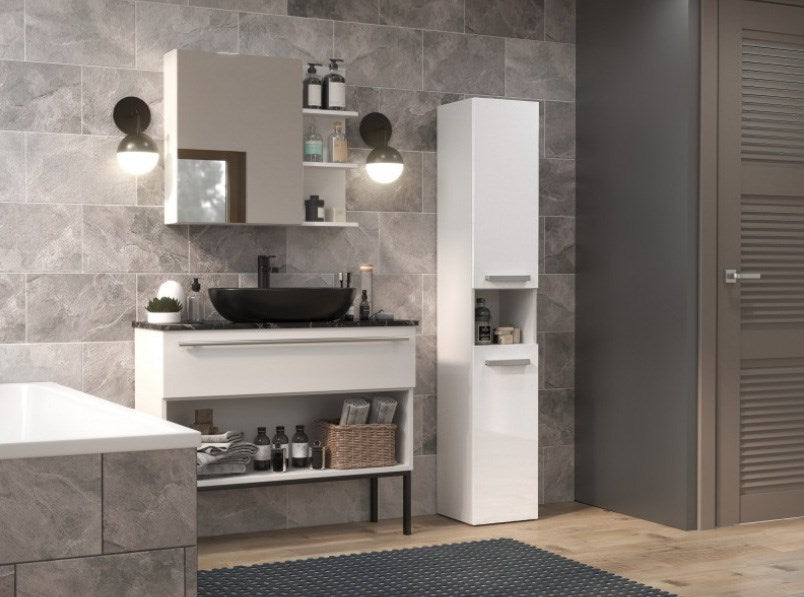 Bathroom Cabinet NEL I - 31x30x174 cm Glossy White