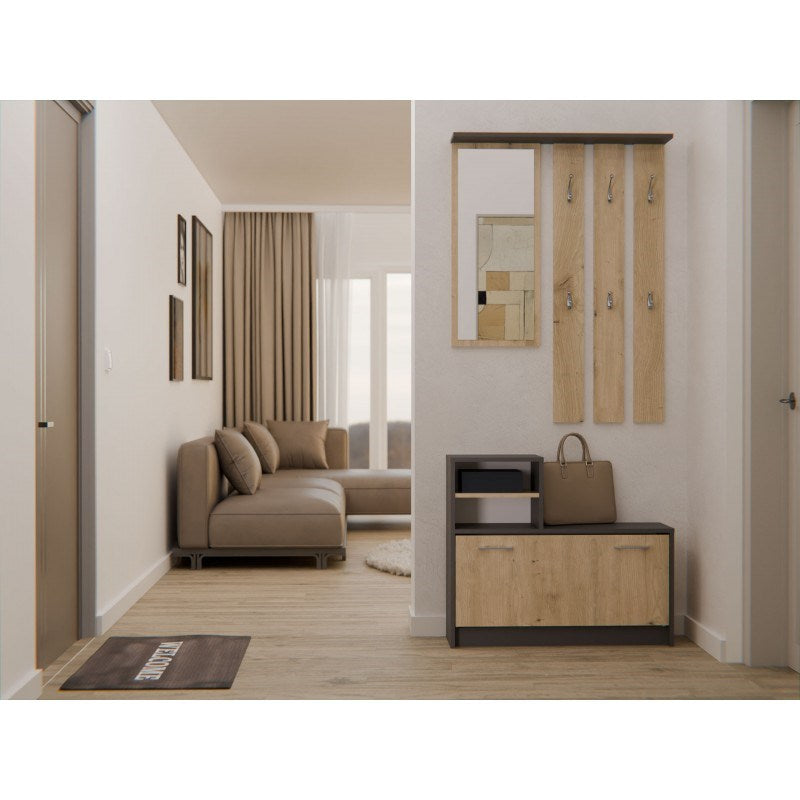 Topeshop GAR ANT/ART Entryway Cabinet, Anthracite Oak, 180 cm