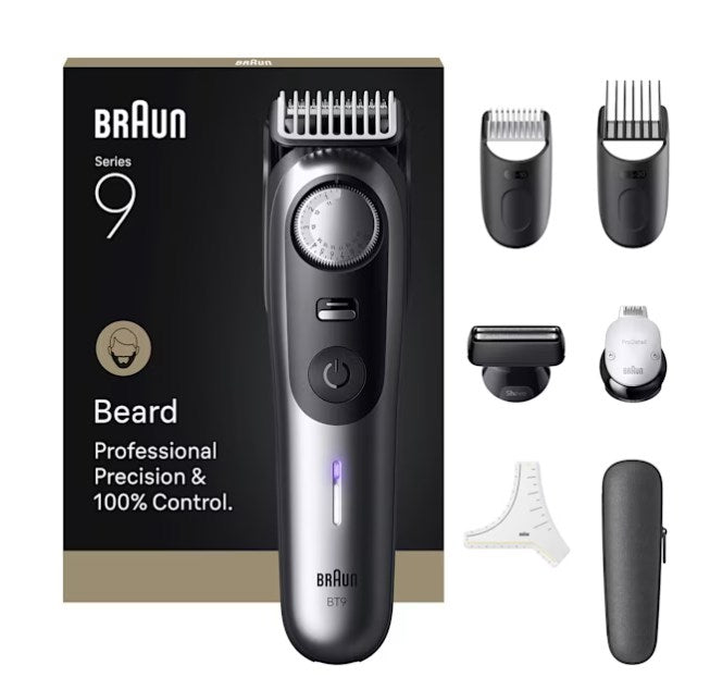 Braun BeardTrimmer 9 BT9520 beard trimmer Battery 52 2 cm Wet & Dry Black  Grey