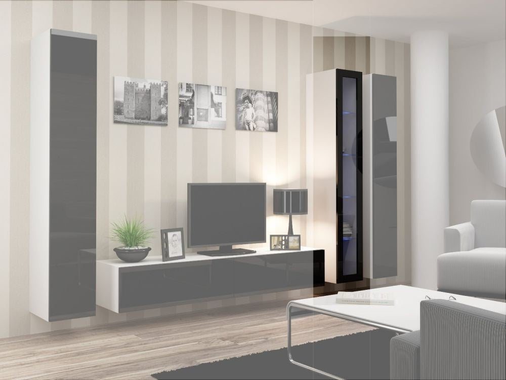 Cama Glass-Case VIGO '180' 180/40/30 White/Black Gloss 1 Door 4 Shelves