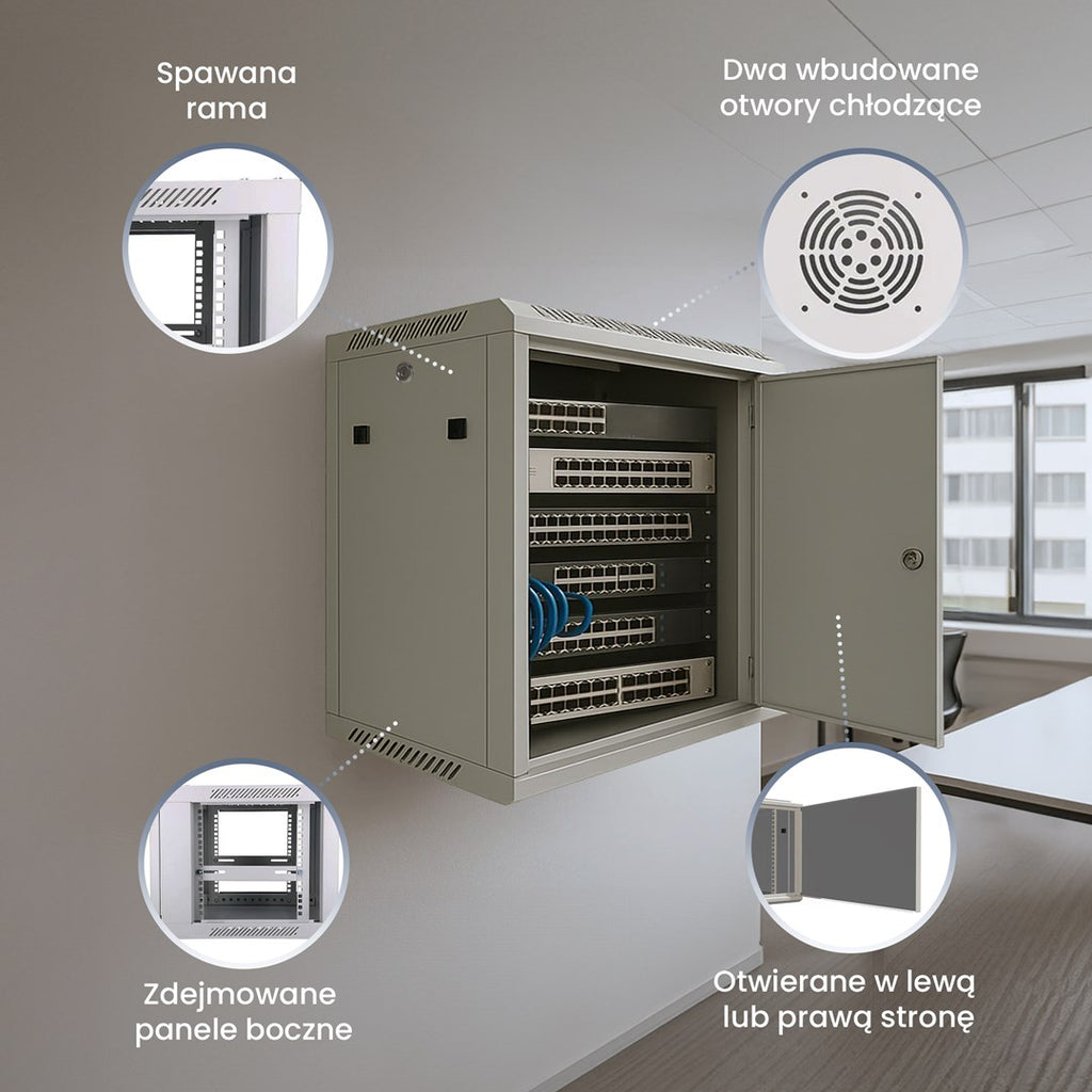 Extralink Rack Cabinet 9U 600x450 ASP Grey Wall-Mounted