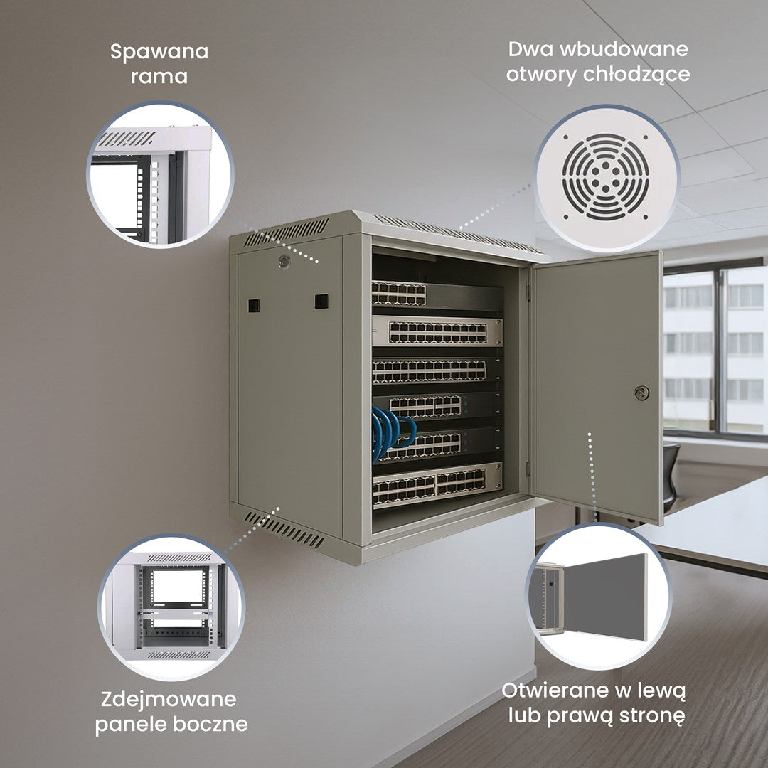 Extralink Rack Cabinet 9U 600x450 ASP Grey Wall-Mounted