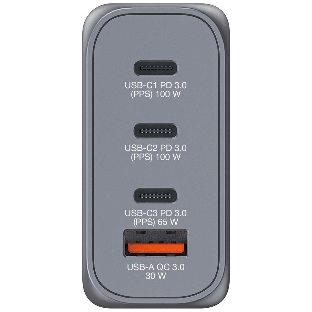 Verbatim GNC-100 GaN Charger 4 Port 100W USB A/C (EU/UK/US)