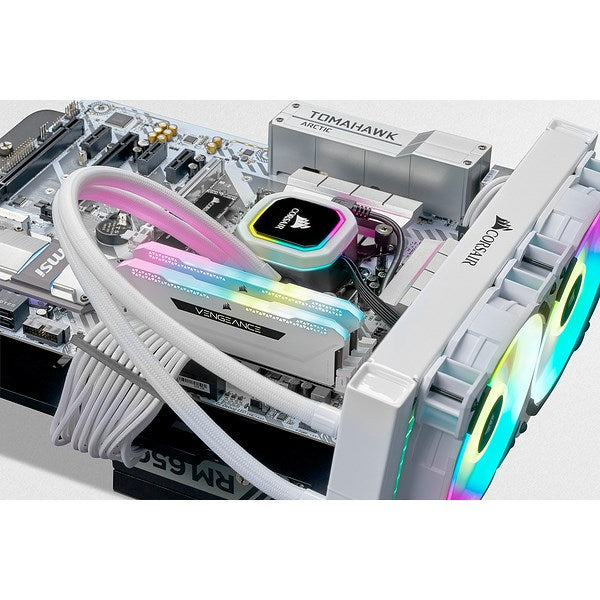 Corsair Vengeance RGB PRO SL - DDR4 - Kit - 16 GB: 2 x 8 GB - DIMM 288-PIN - 3200 MHz / PC4-25600 - CL16 - 1.35 V - ungepuffert - non-ECC - weiß (CMH16GX4M2E3200C16W)
