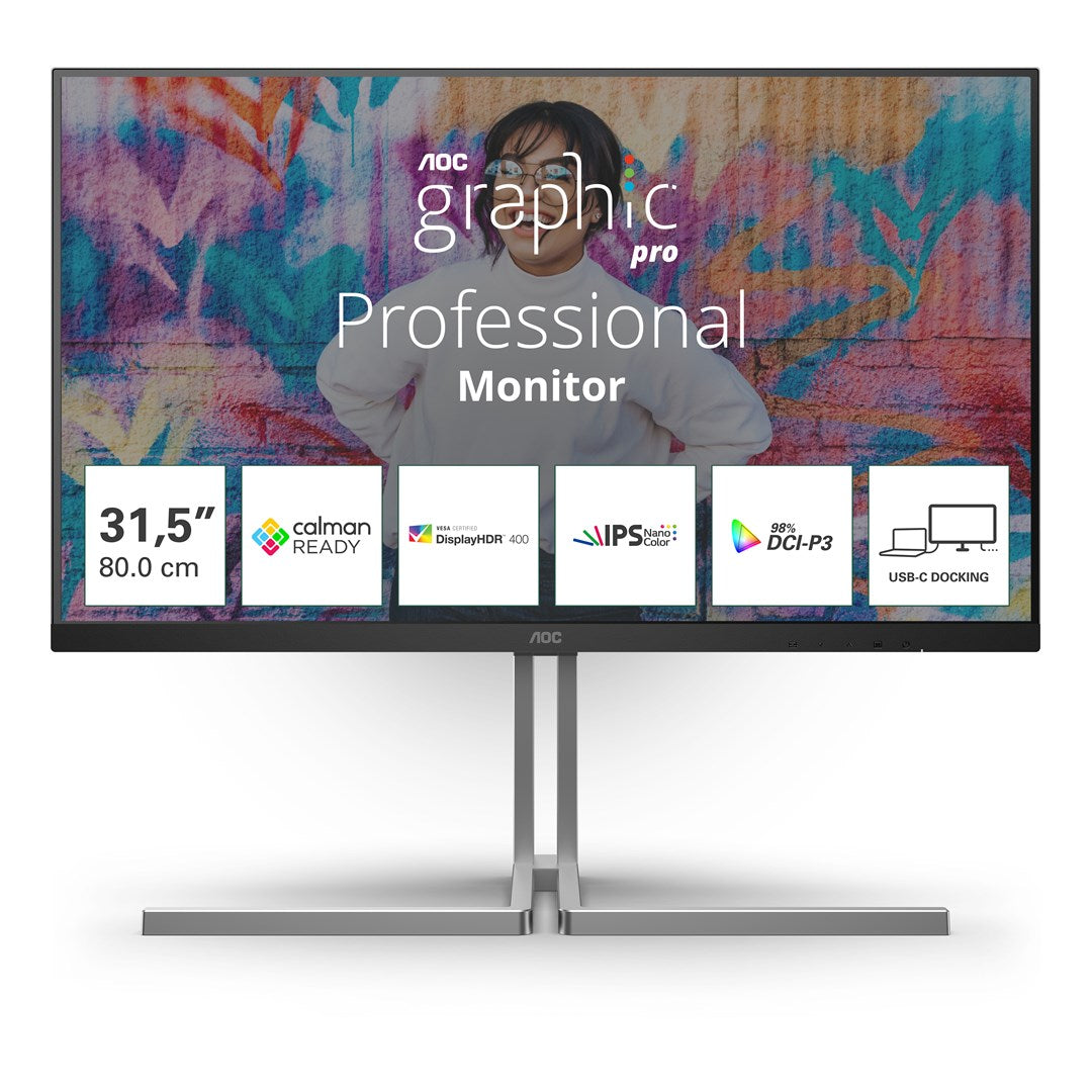 AOC U32U3CV 31.5" Computer Monitor 3840 x 2160 4K Ultra HD LCD Black | Model U32U3CV