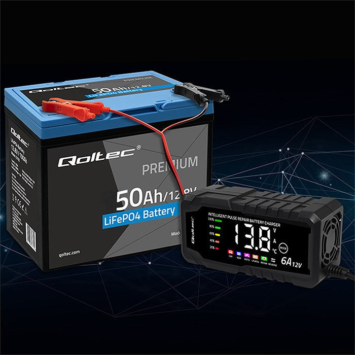 Qoltec 53704 LiFePO4 lithium iron phosphate battery | 12.8V | 50Ah | 640Wh | BMS