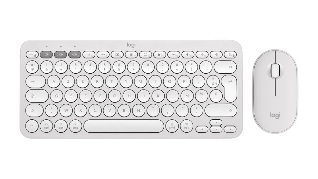 Logitech 920-012240 keyboard Mouse included Universal RF Wireless + Bluetooth QWERTY US International White