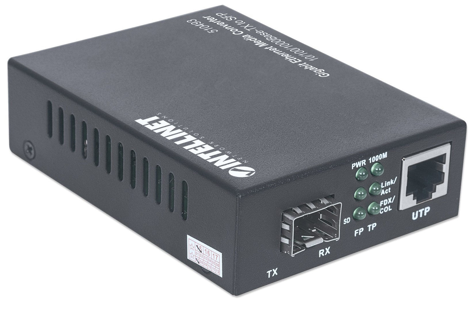 Intellinet Media Converter - Ethernet, Fast Ethernet, Gigabit Ethernet - RJ-45/ SFP (mini-GBIC) (510493) 10Base-T 100Base-TX 1000Base-T