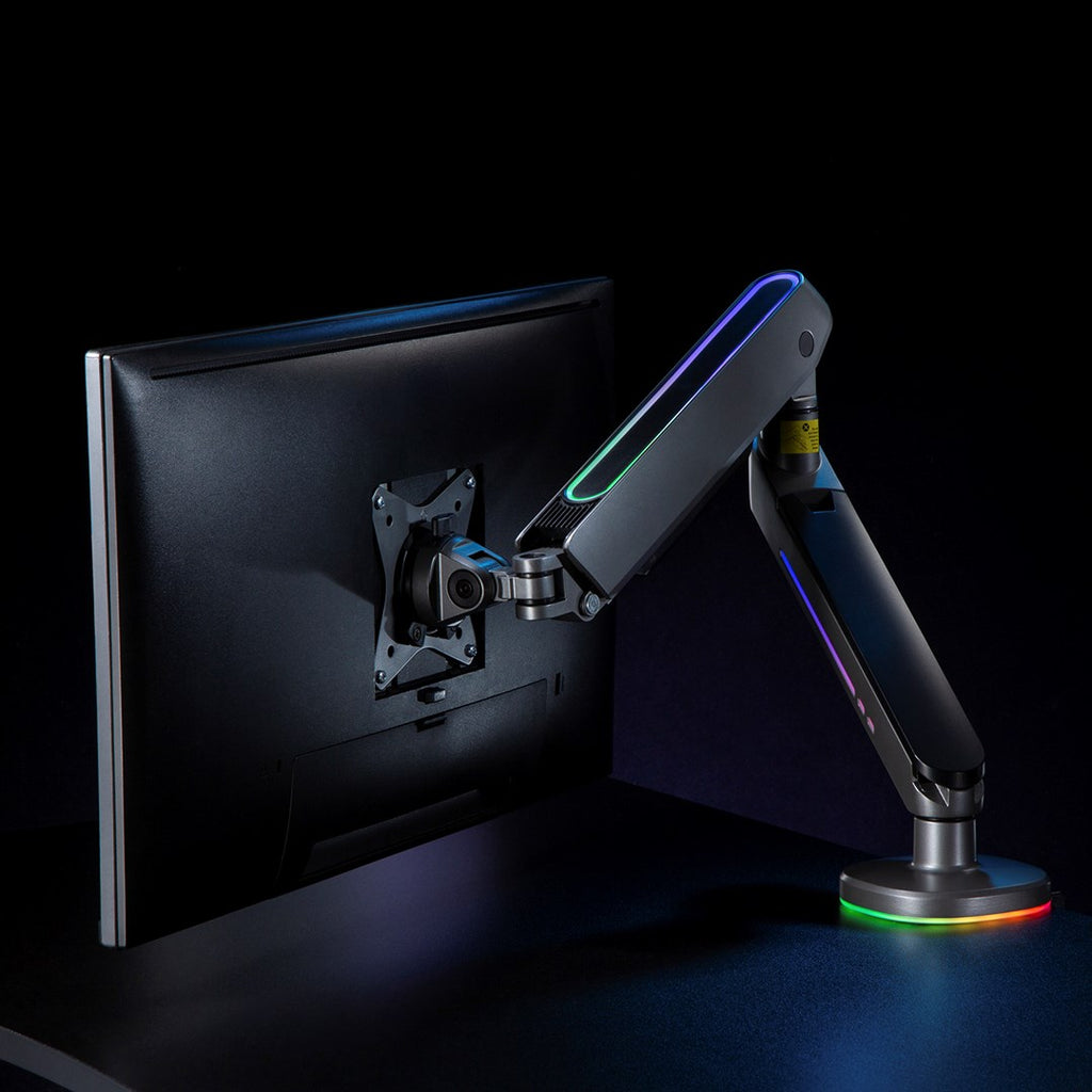 NanoRS Gaming Monitor Mount 17-32 with RGB LED Lighting Desk Mount Height Adjustable Swivel Tilt Max. 9 kg VESA 75x75/ 100x100