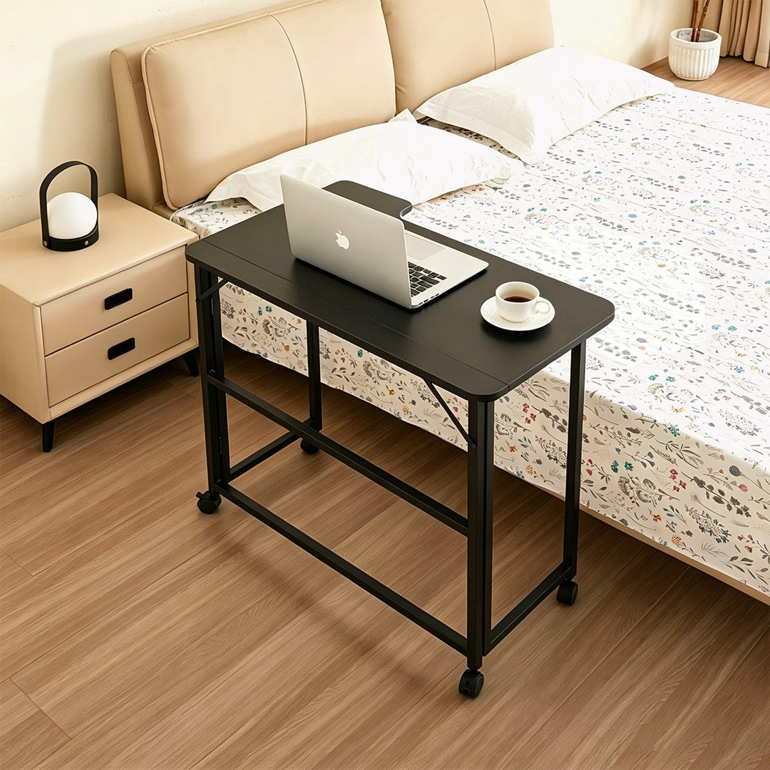 Maclean Folding Desk MC-1250 L/B, 100x65 cm, Max Load 50 kg, Lockable Wheels, Black