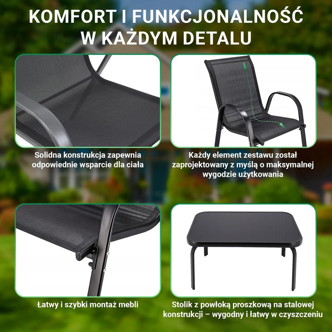 Garden Furniture Set Black Forest - 2 Armchairs and Table