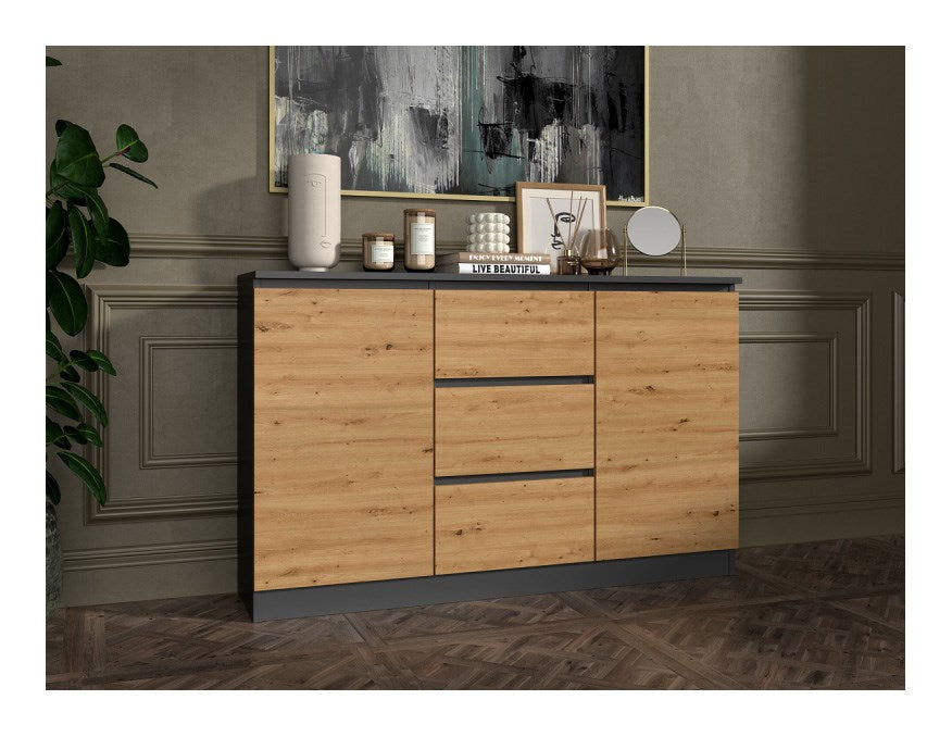 2D3S Chest of Drawers 120x30x75 cm Anthracite/Artisan 2D3S