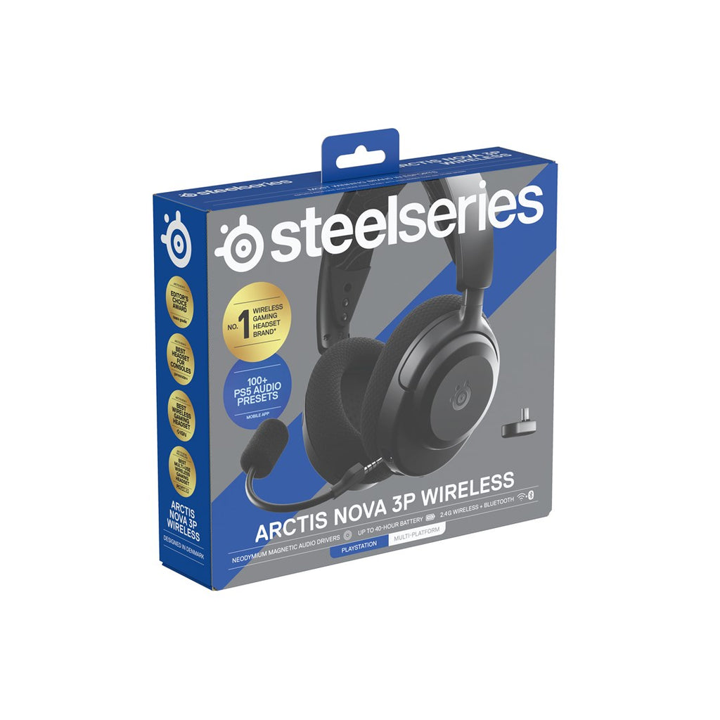 SteelSeries Arctis Nova 3P Wireless Headphones - 40h Playback - Bluetooth 5.3 - Model 61686