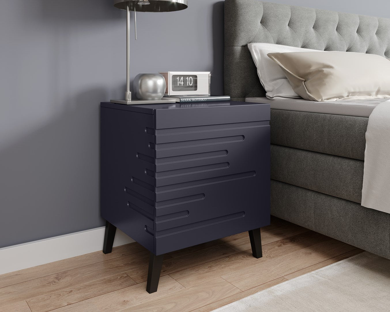Bedside Table NOVA 44x40x52 cm Navy Blue Matt