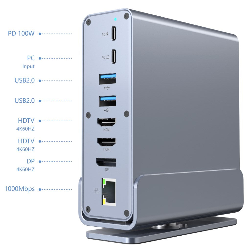 Gembird A-CF-COMBO15-01 USB Type-CF 15-in-1 Multi-Port Adapter Grey v.2x2 v.3x3 HDMIx2