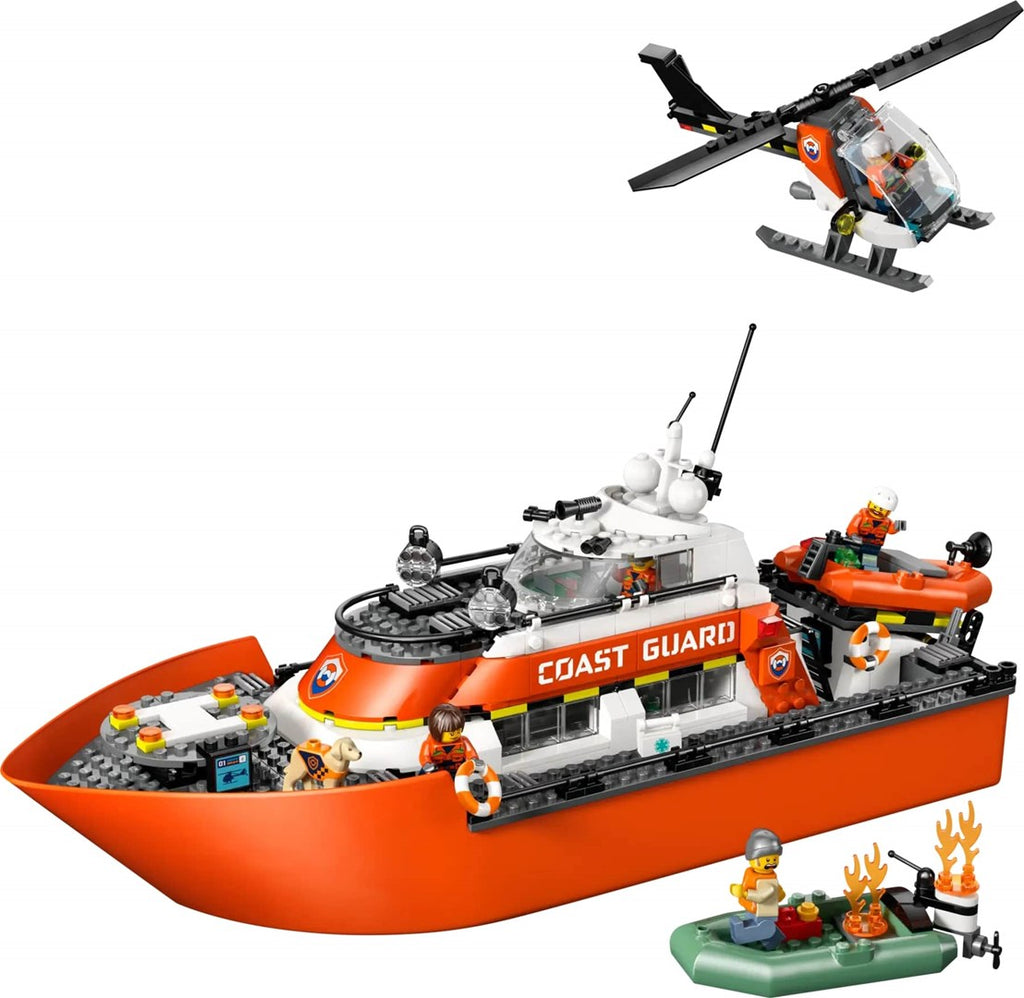 LEGO City Coast Guard Rescue Boat with Helicopter 742 Pieces (60504)
