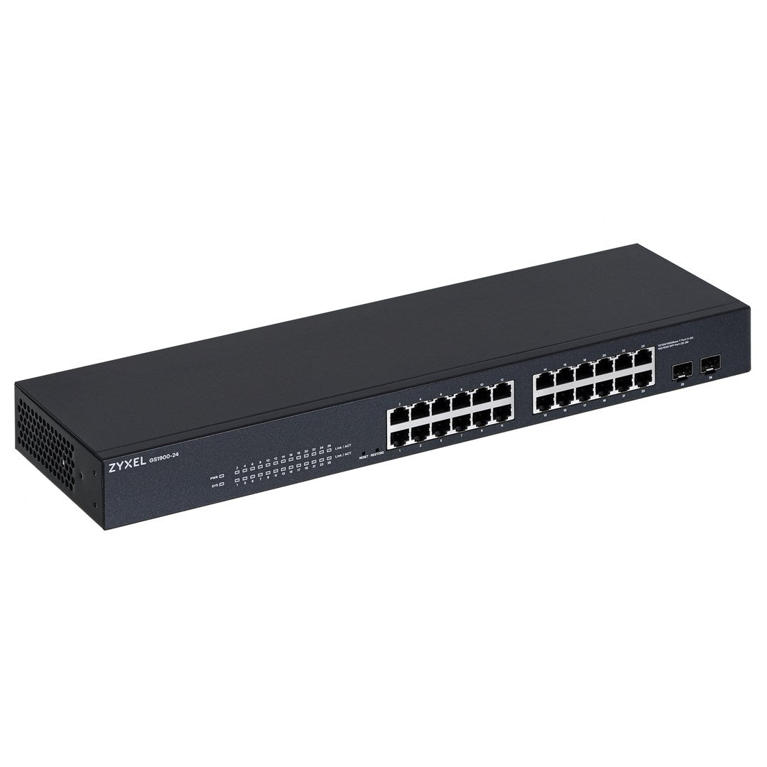Zyxel GS1900-24 - Switch - Smart - 24 x 10/100/1000 + 2 x Gigabit SFP (Uplink) - Desktop, an Rack montierbar (GS1900-24-EU0102F)