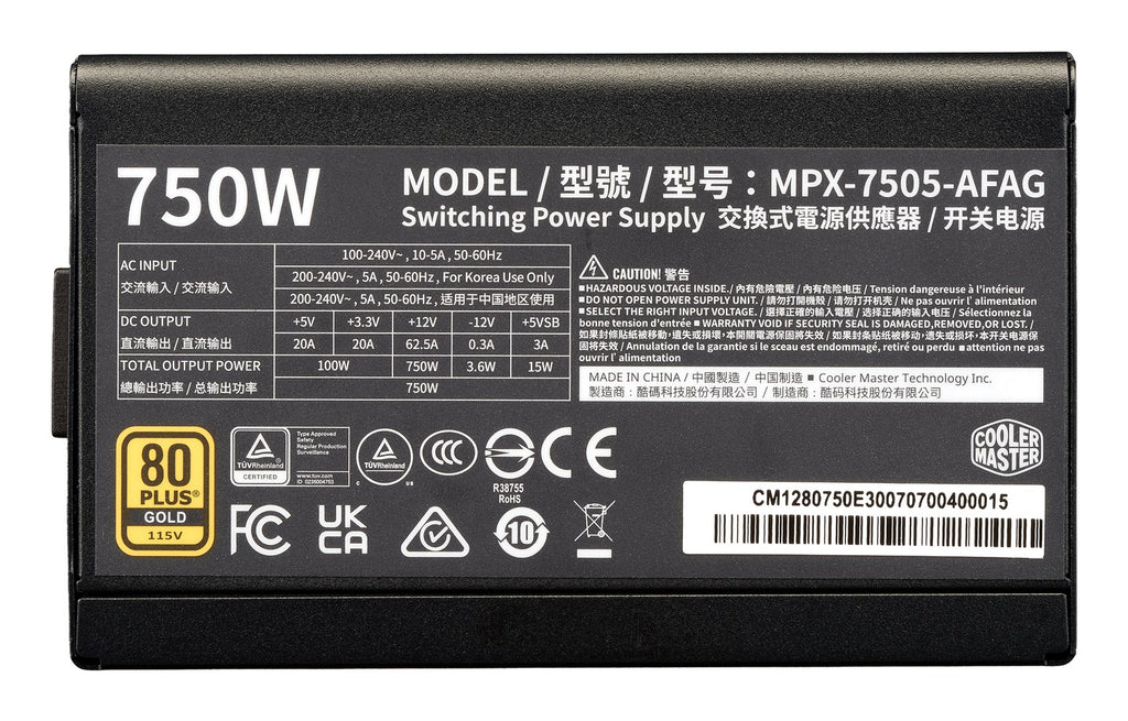 Cooler Master Elite Gold 750W Power Supply Unit 24-pin ATX Black