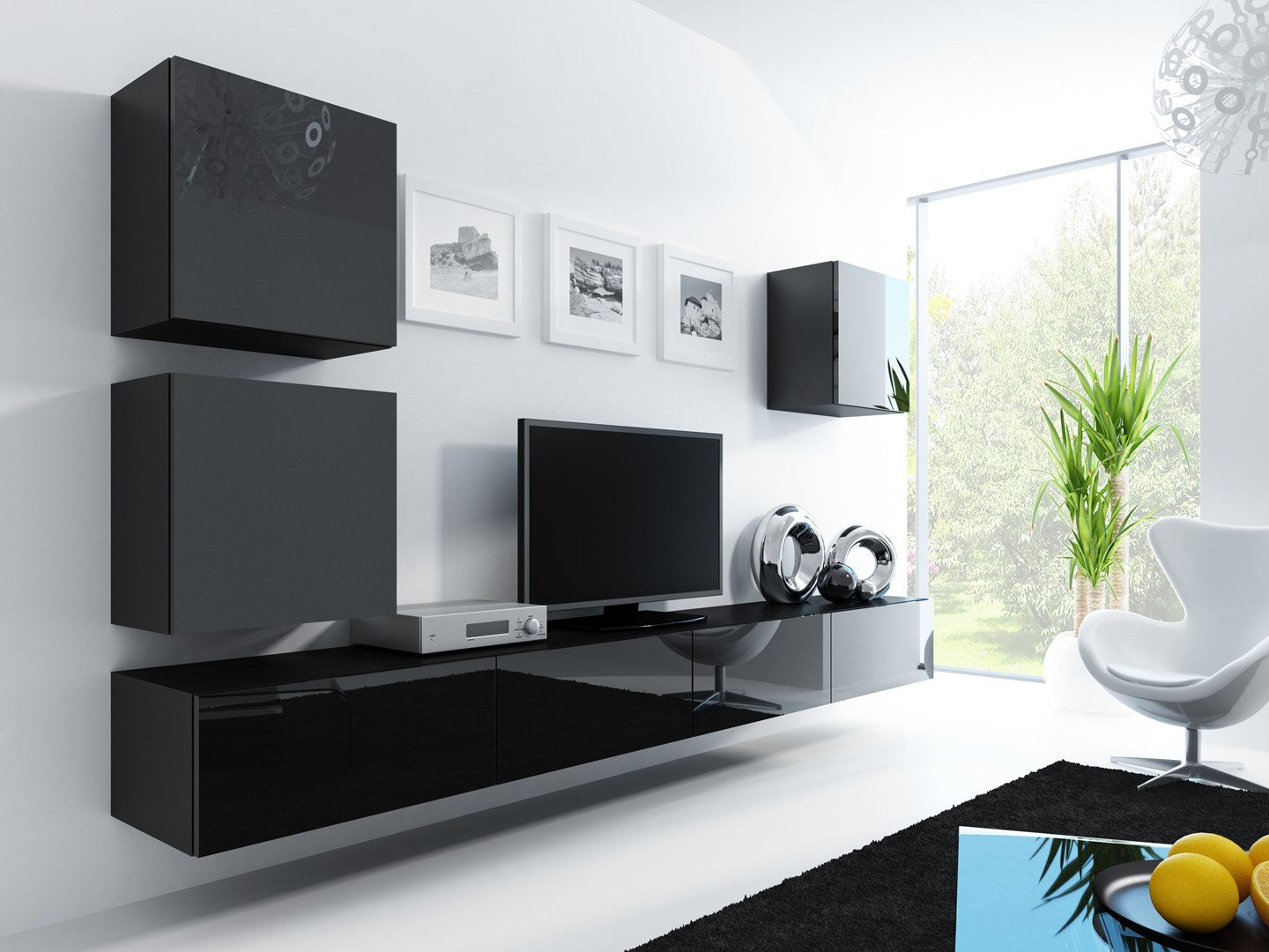 Cama Square cabinet VIGO 50/50/30 black/black gloss