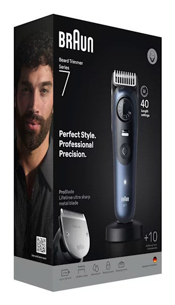 Braun BeardTrimmer 7 BT7540 beard trimmer Battery 40 2 cm Wet & Dry Black  Blue