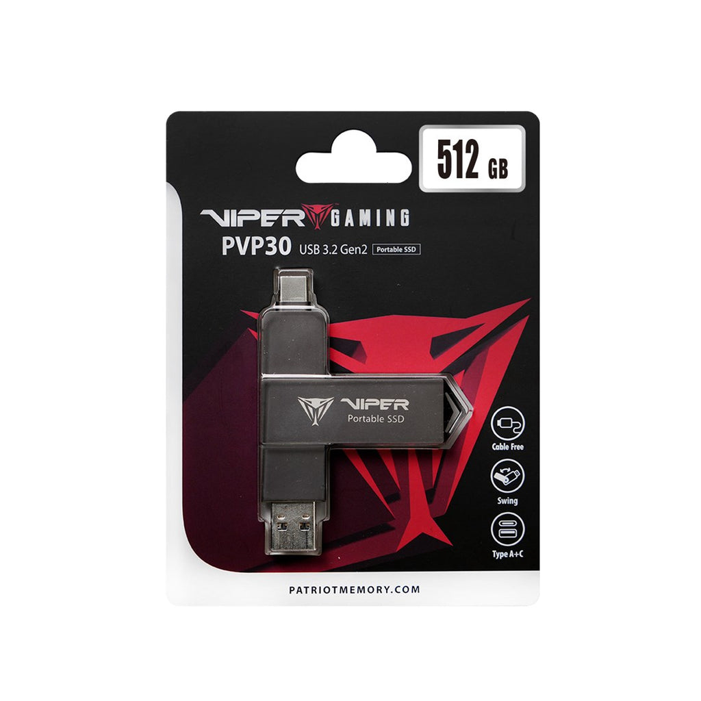SSD Patriot PVP30 512GB - 1000MB/s USB Duo A+C 3.2 Gen2 Alu - PVP30512G28UDG