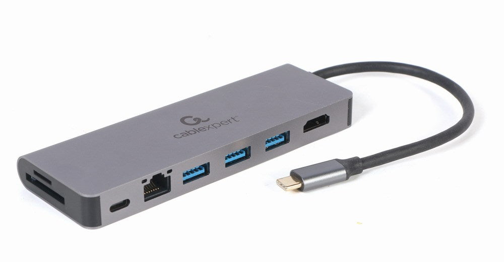 Gembird A-CM-COMBO5-05 - USB Type-C 5-in-1 Multi-Port Adapter - Hub + HDMI + PD + Card Reader + LAN