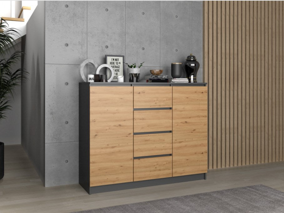 Topeshop Chest of Drawers 2D4S 120 cm Anthracite/Artisan 120x40x97