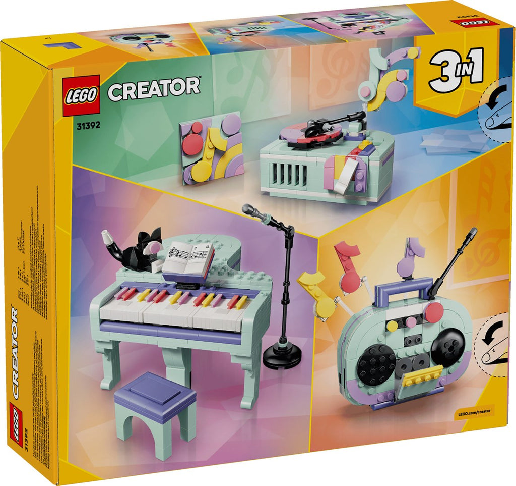 LEGO CREATOR 3 IN 1 Building Blocks Set 485 Elements for Ages 9+ Model 31392 Music Decor Piano with Cat