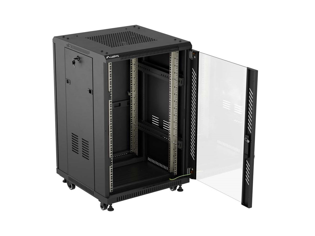 Lanberg Floor Standing Rack Cabinet 18U 800 kg Glass Door FF01-6618-12B