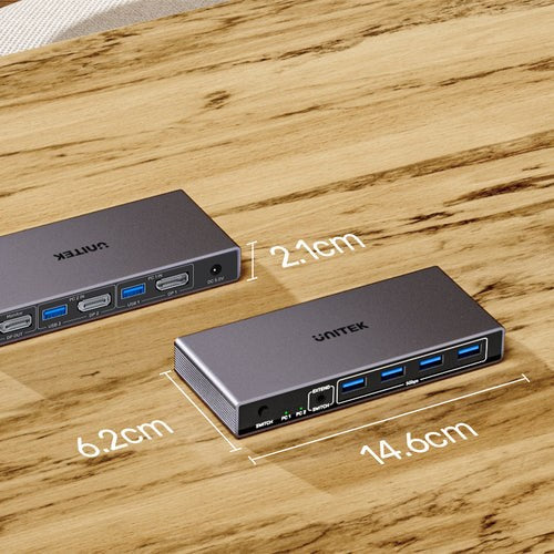 KVM Switch 8K@60Hz USB 3.0 5Gbps DP for Dual Computer Setup