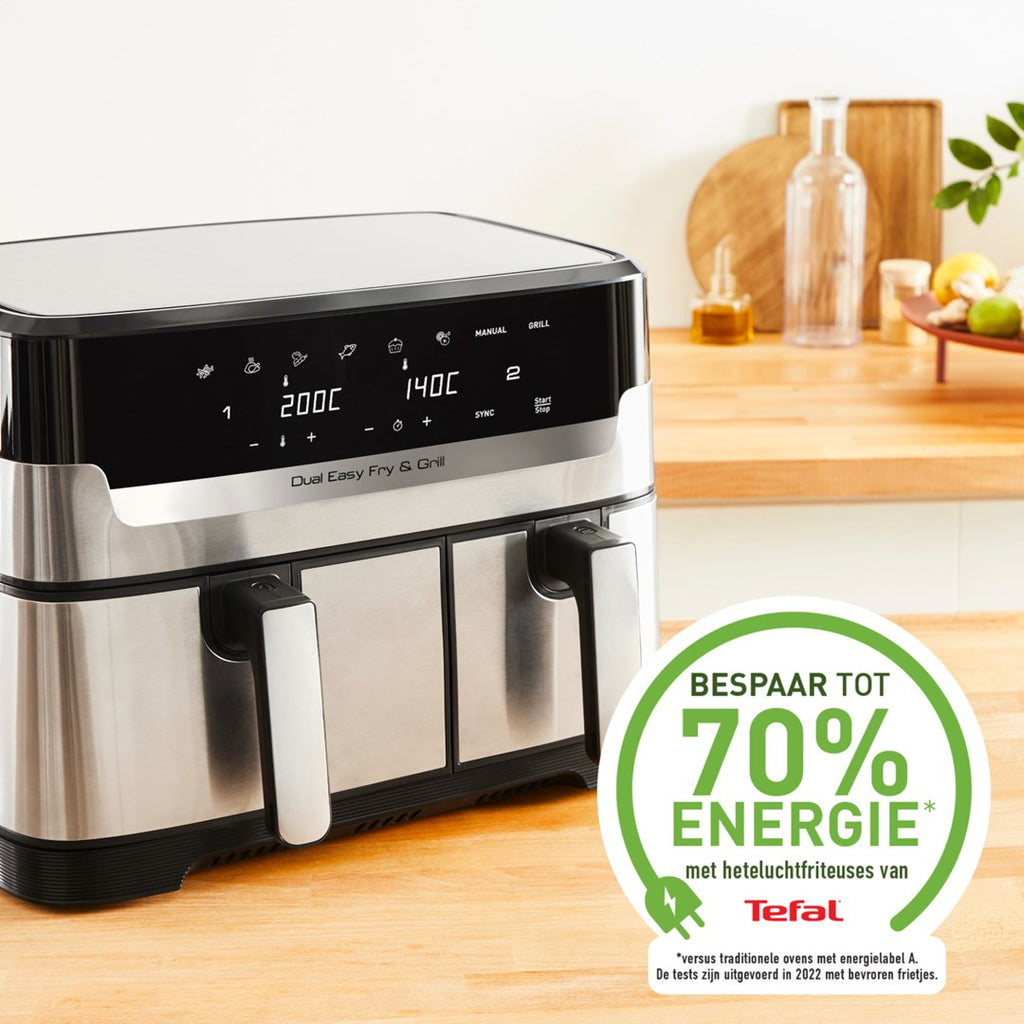 Tefal Dual Easy Fry & Grill EY905D Hot Air Fryer 8.3 L 2700 W Stainless Steel